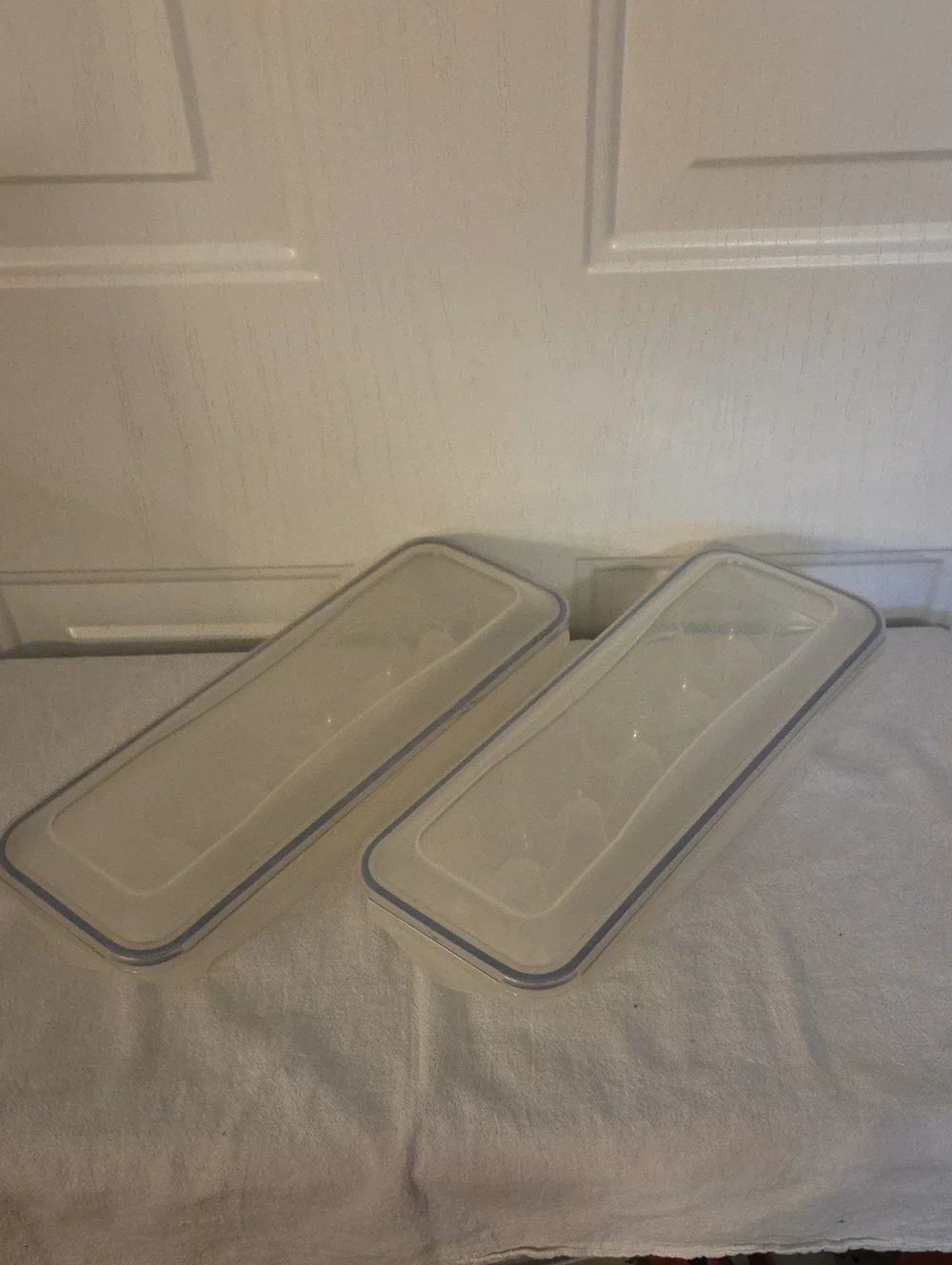 Locknlock Clear Plastic Egg Tray with Blue Rim - Set of 2